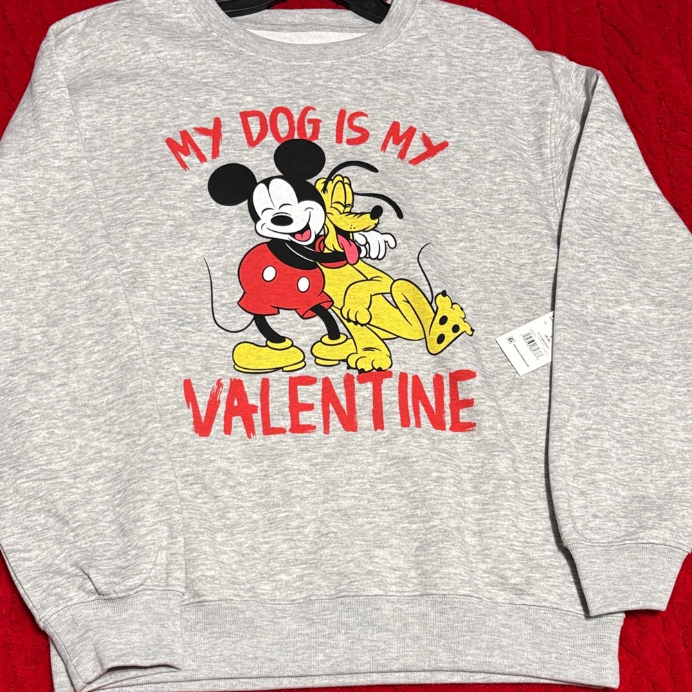 Gray Disney Mickey and Pluto women’s sweater size small 4-6 Pluto Mickey nwt
